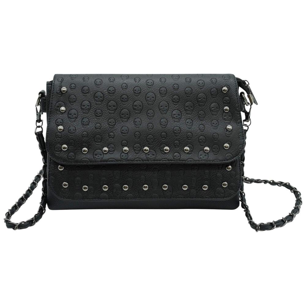 1533 Studded Skull Crossbody Shoulder Bag Punk Gothic Studs PU Handbag Vega